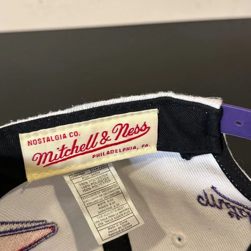 Mitchell & Ness Toronto Raptors Youth Snapback Hat White Purple Lightning Bolt